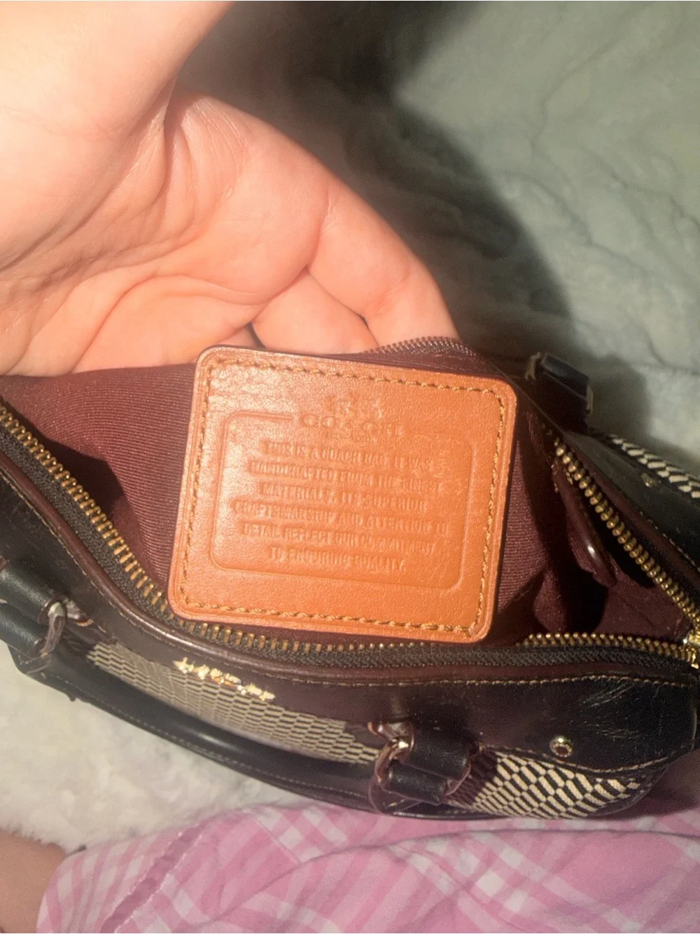 Coach Mini Bennett Satchel Checkered Jacquard